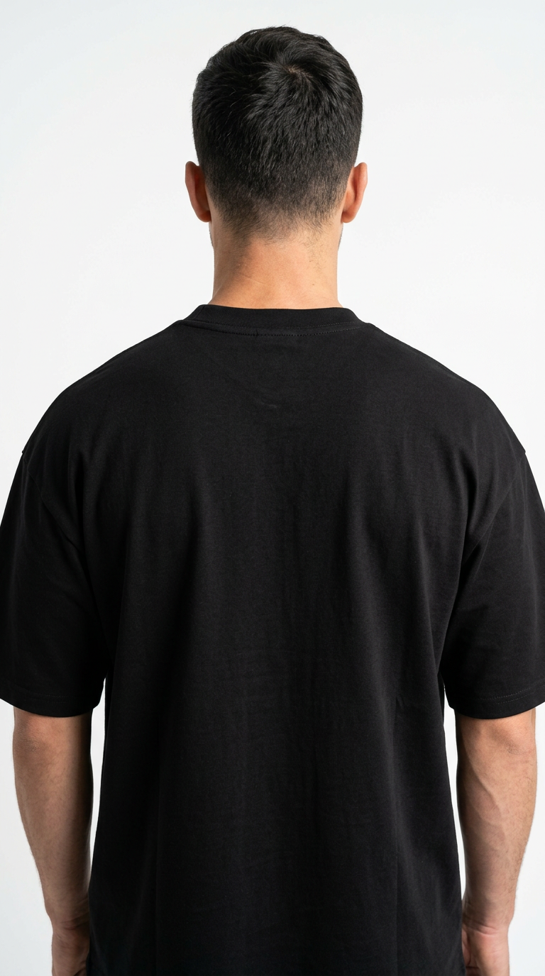 J S Men's  240 GSM Oversized Black Plain T-Shirt