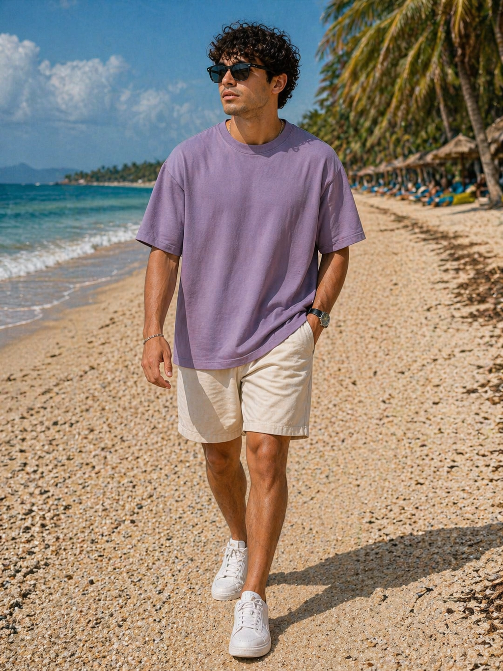 New Lunched Men's 240 GSM Oversized Purple Plain T-Shirt
