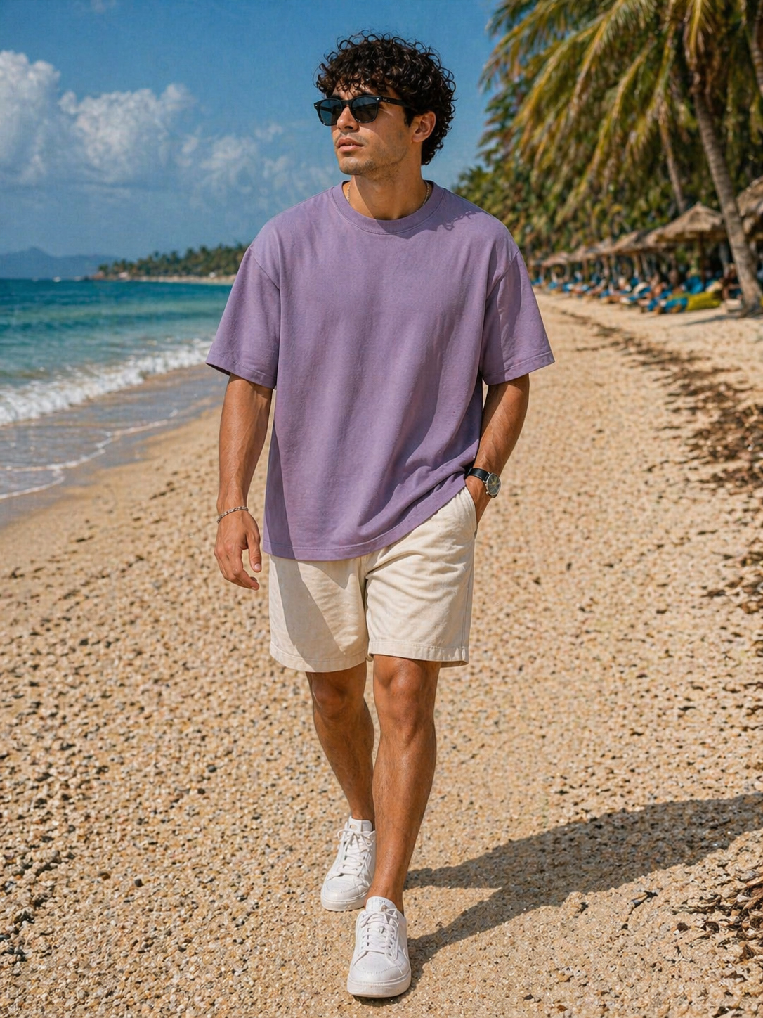 New Lunched Men's 240 GSM Oversized Purple Plain T-Shirt