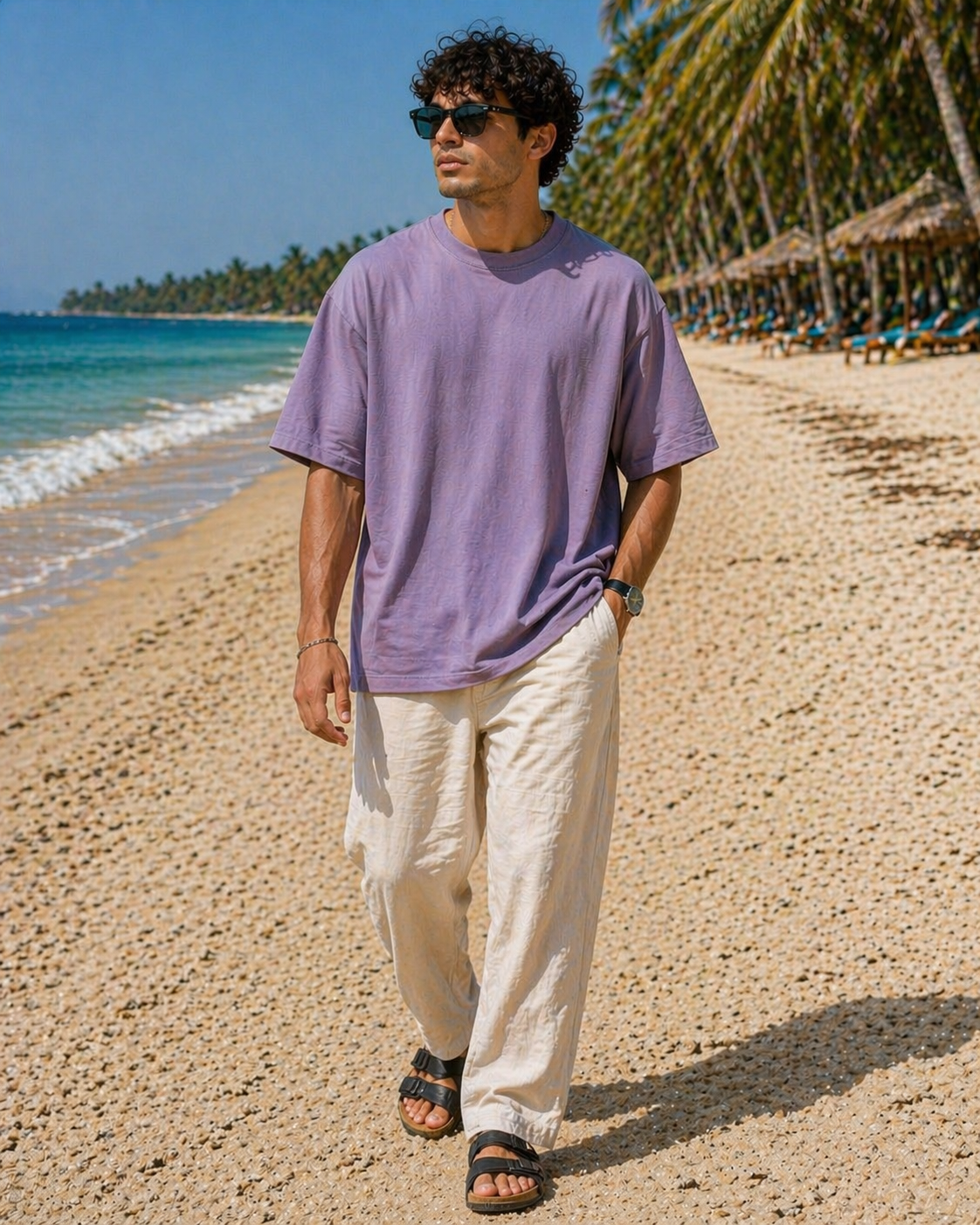 New Lunched Men's 240 GSM Oversized Purple Plain T-Shirt