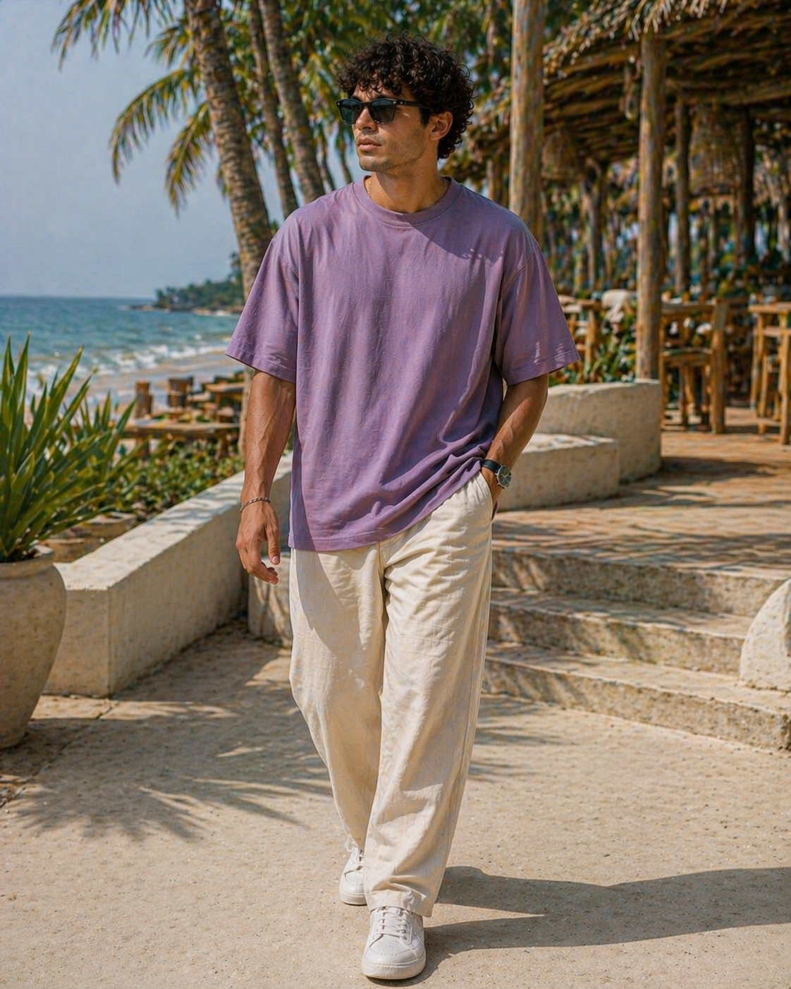 New Lunched Men's 240 GSM Oversized Purple Plain T-Shirt
