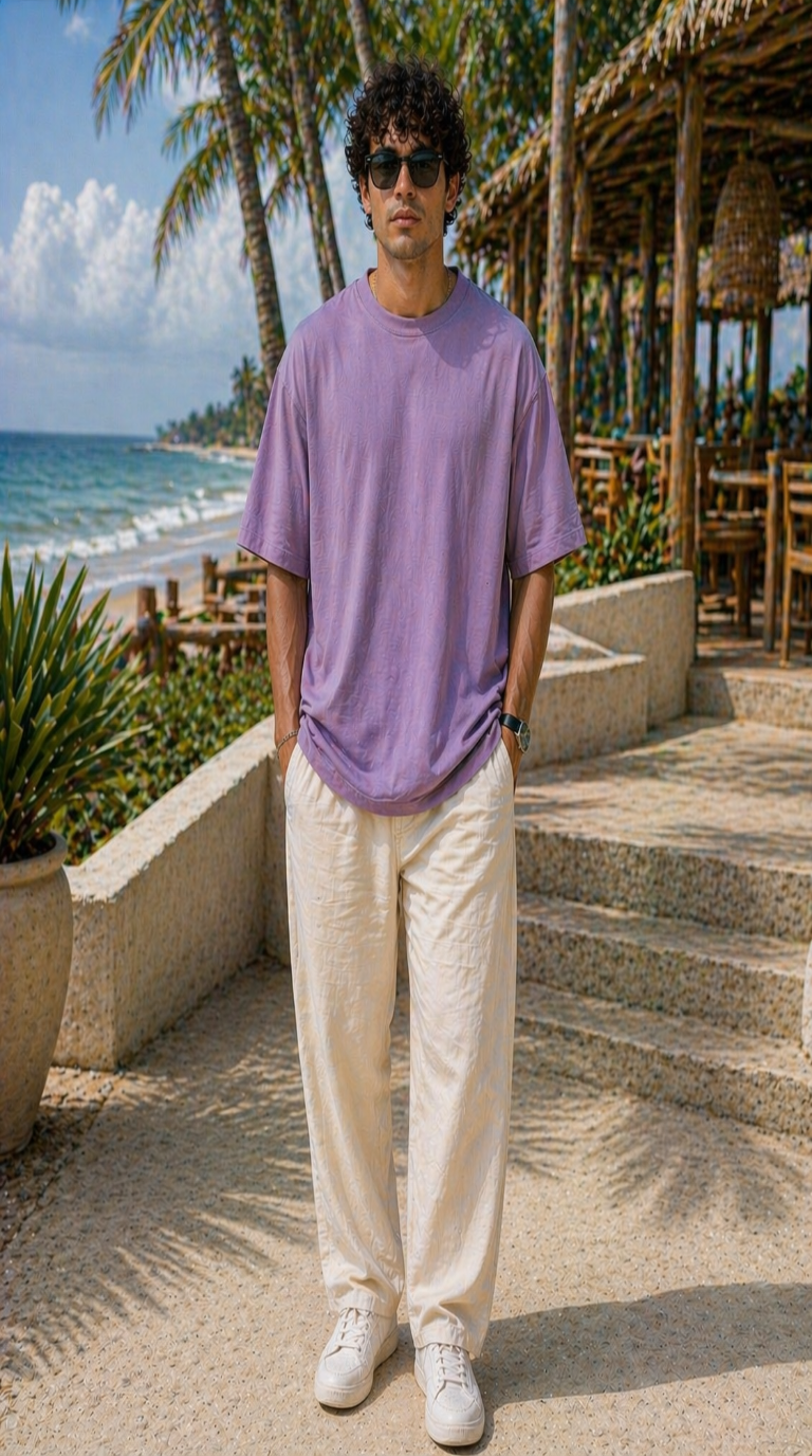 New Lunched Men's 240 GSM Oversized Purple Plain T-Shirt