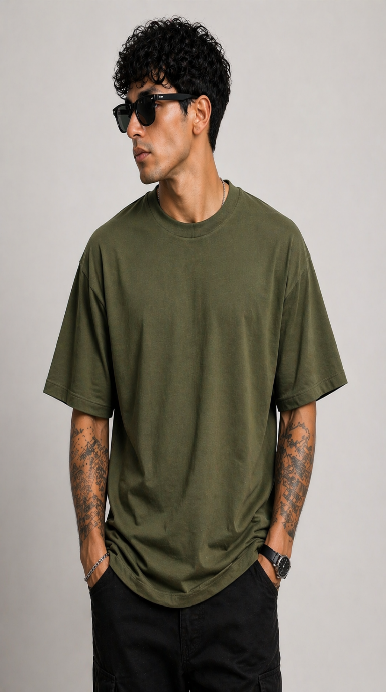 New Round Neck 180 GMS T-shirt Plain  Army Green