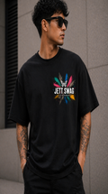 New Lunched J S Men's 240 GSM Oversized  Butterfly Colors  Black Printed T-Shirt