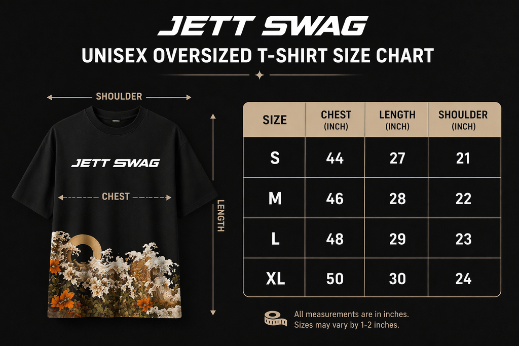J S Men's 240 GSM Oversized Black Printed T-Shirt