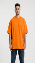 New Lunched Men's 240 GSM Oversized Orange Color Plain T-Shirt